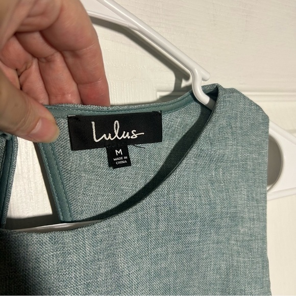 Lulu's Winsome Backless Skater Mini Dress Mint Blue Pockets Fit & Flare Medium - Picture 5 of 15